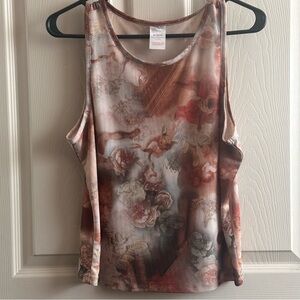 Y2K Inspired Angels Floral Print Mesh Sleeveless Top Size XL